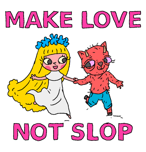 nymph amalka and silenus running together; make love not slop