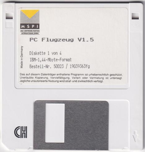 Die erste Diskette des Programms "PC Flugzeug V1.5".